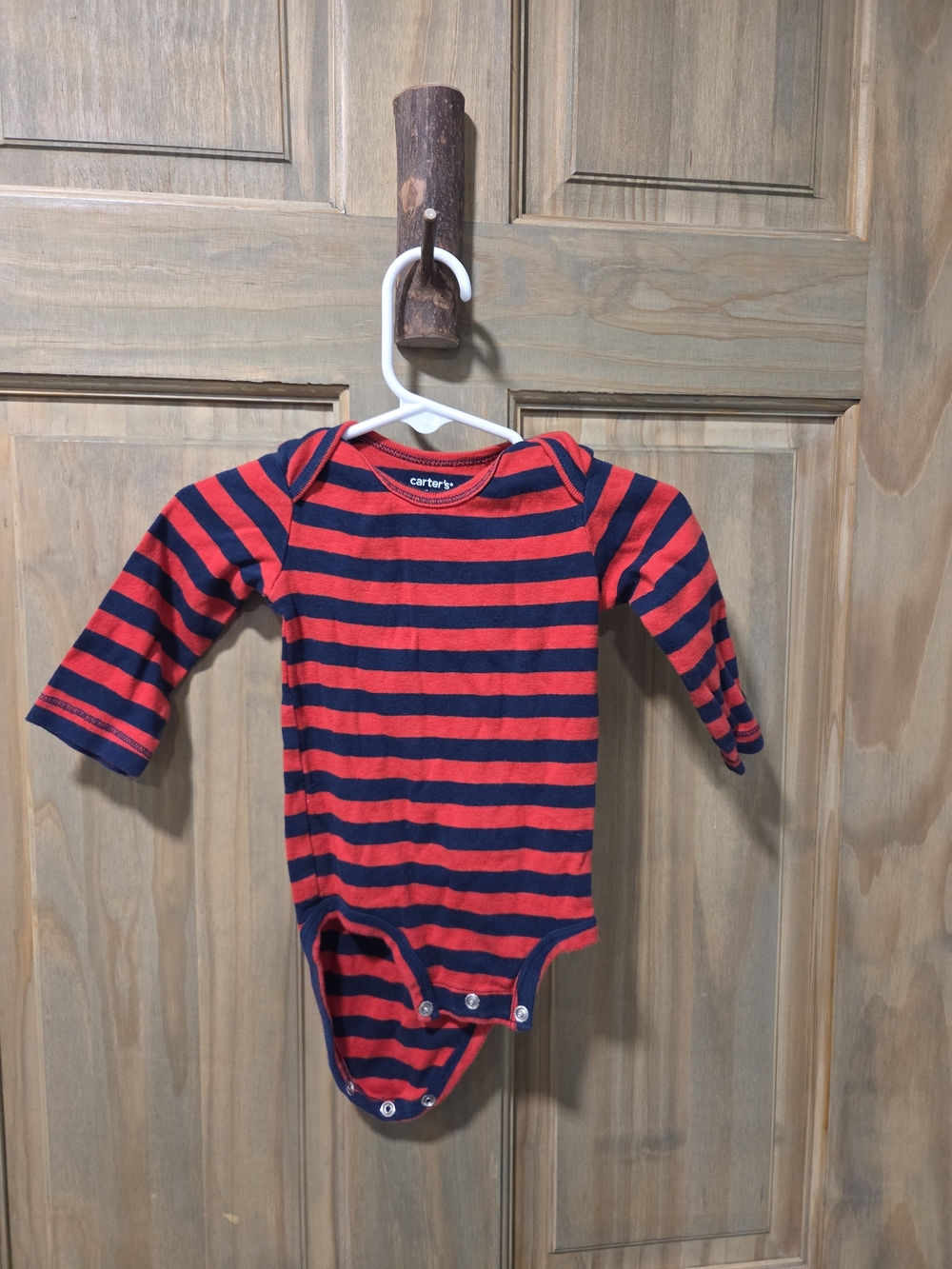 **BUNDLE & SAVE** Carter's Red and Navy Striped Long-Sleeve Baby Bodysuit
